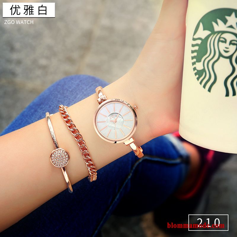 Armbandsur Dam Strass Mode Armband Rosa Guld Slim Utsökta Mini Guld