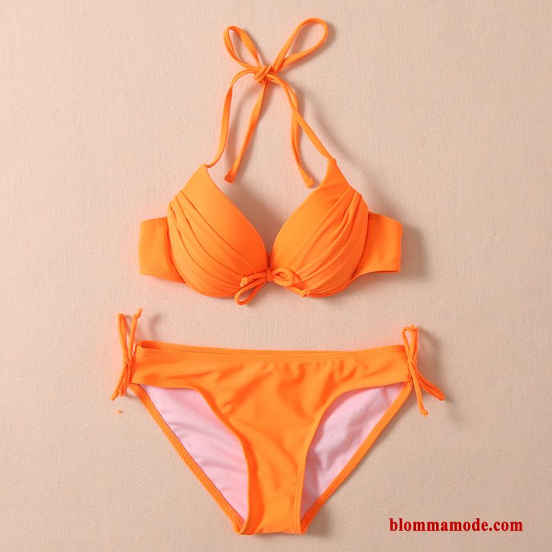 Baddräkt Sexig Liten Dam Bikini Stor Stål Varma Källor Orange Vit Svart