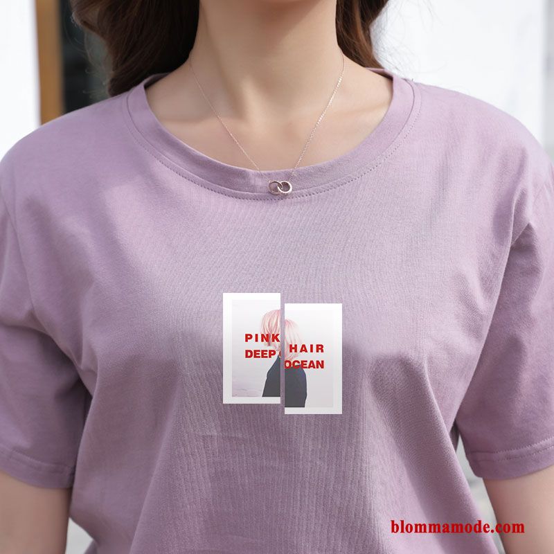 Dam T-shirt Röd Bomull Sommar Lösa Ny Mode Kortärmad Trend