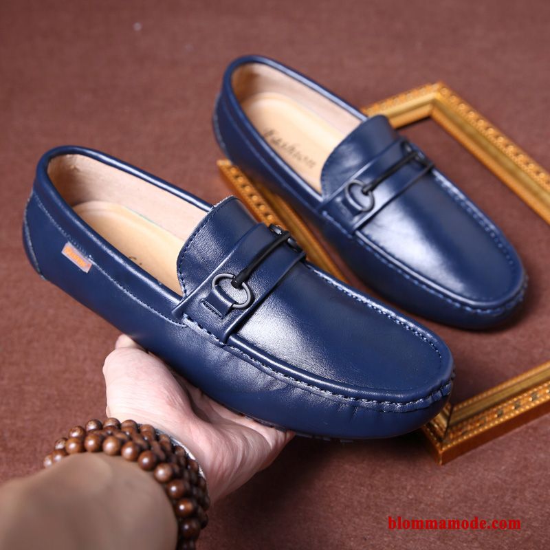 Loafers Äkta Läder Allt Matchar Casual Loafer Personlighet Skor Trend Herr Röd Svart