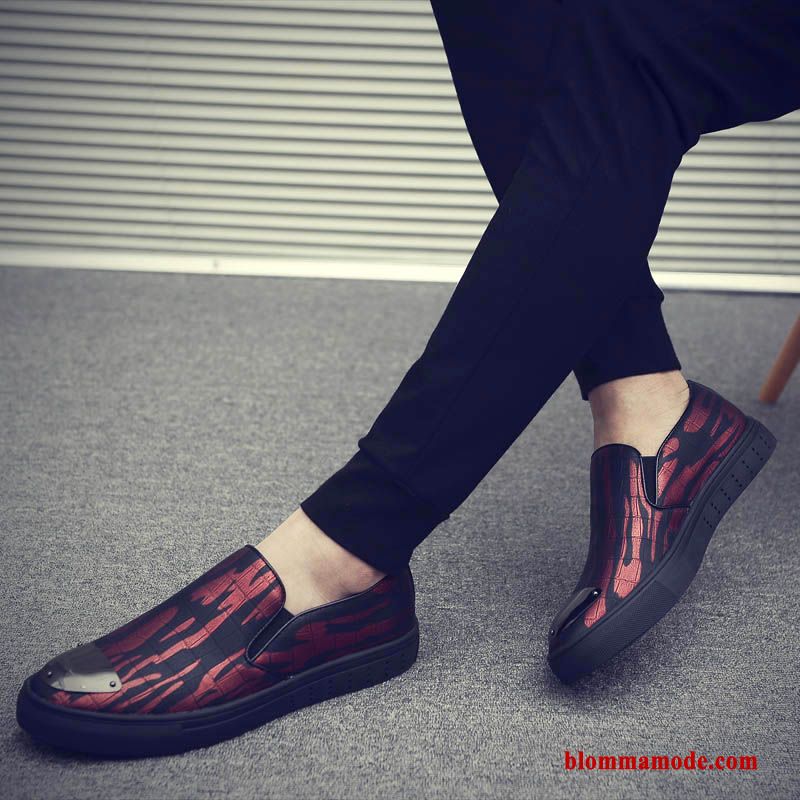 Läderskor Loafers Trend Höst British Herr Allt Matchar Casual Röd