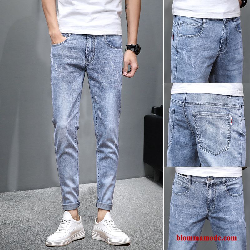 Stretch Trend Herr Vår Jeans Hål Trend Varumärke Liten
