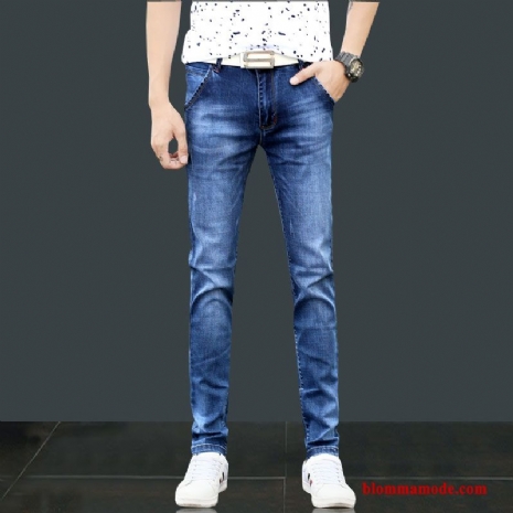 Herr Jeans Rakt Trend Varumärke Casual Byxor Stretch Blå 2019 Höst