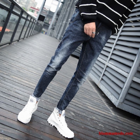 Jeans Slim Fit Trend Casual Blå Tie Herr Cigarettbyxor