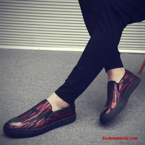 Läderskor Loafers Trend Höst British Herr Allt Matchar Casual Röd