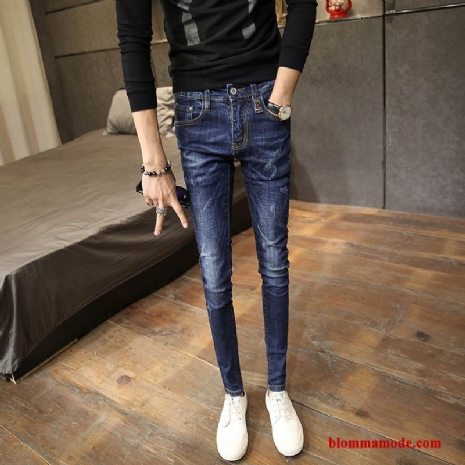 Ny Mörkblå Design Byxor Herr Trend Jeans Personlighet