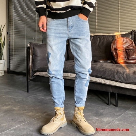 Stretch Slim Fit Trend Trend Varumärke Ny Blå Jeans Liten Herr
