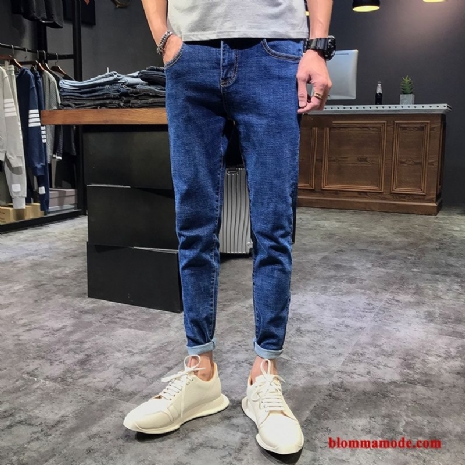 Trend 2019 Jeans Slim Fit Herr Blå Byxor Cigarettbyxor