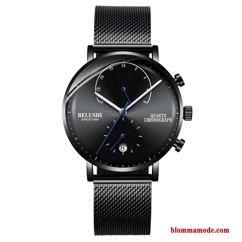 2019 Mesh Herr Student Mode Trend Armbandsur Ny Svart