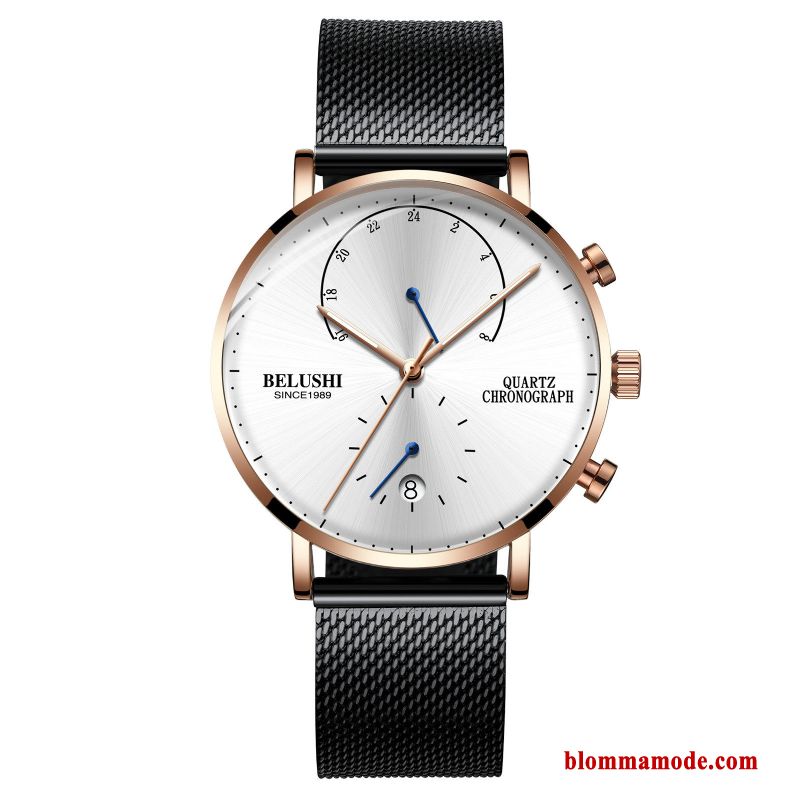 2019 Mesh Herr Student Mode Trend Armbandsur Ny Svart