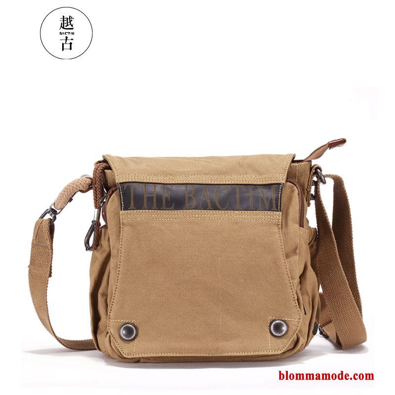 Axelväska Retro Målarduk Sport Casual Ryggsäck Messenger Väska Trend Stor Kapacitet Herr Khaki