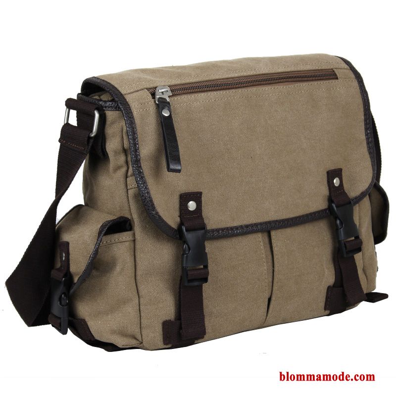 Axelväska Retro Skolväska Målarduk Trend Messenger Väska Ny Axelremsväska Herr Khaki