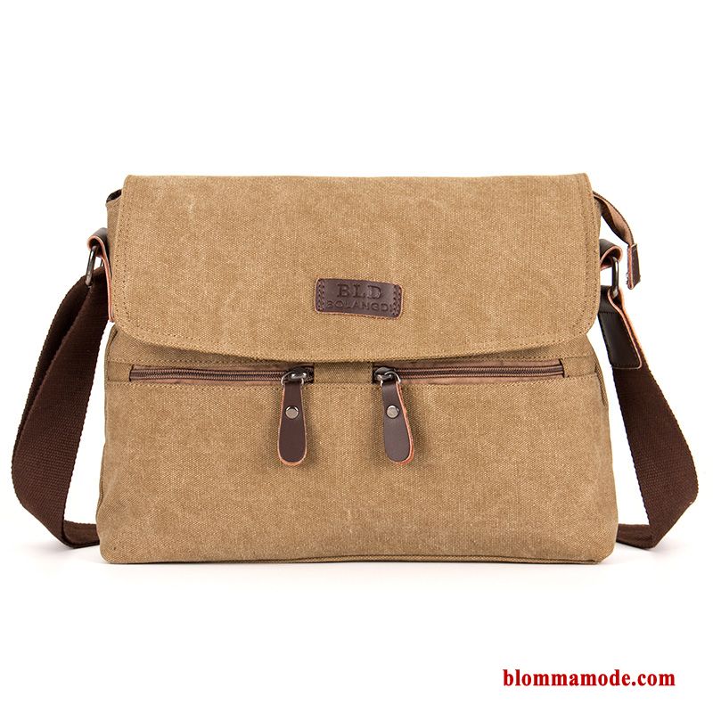 Axelväska Väska Retro Målarduk Messenger Väska Casual Herr Axelremsväska Khaki