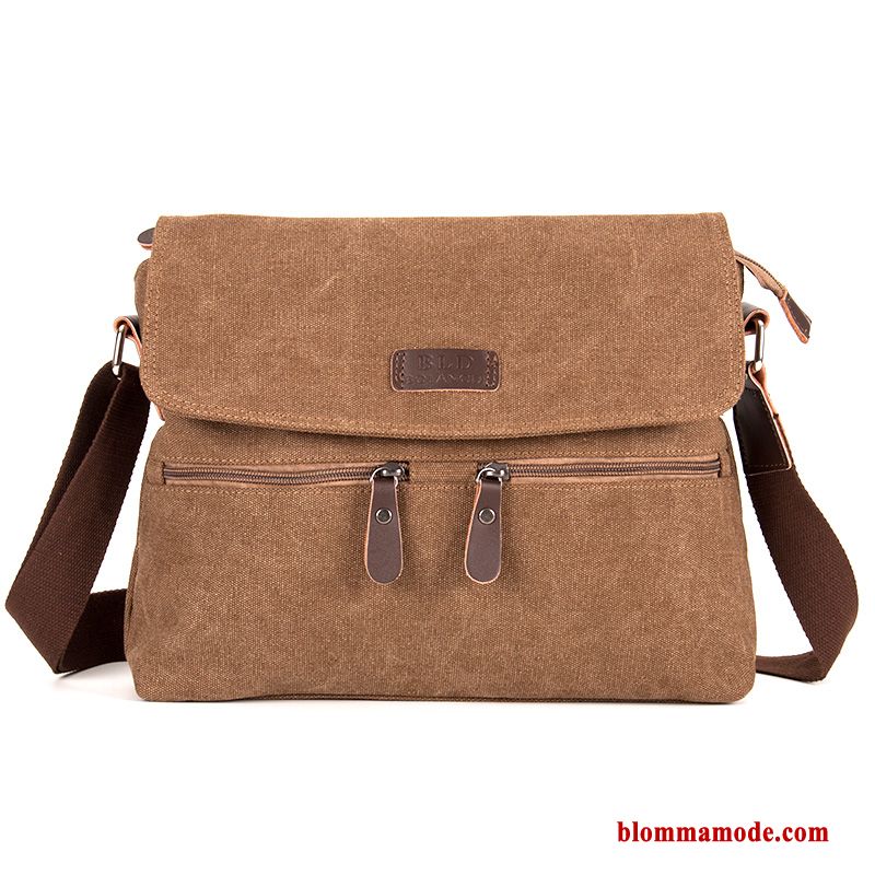 Axelväska Väska Retro Målarduk Messenger Väska Casual Herr Axelremsväska Khaki