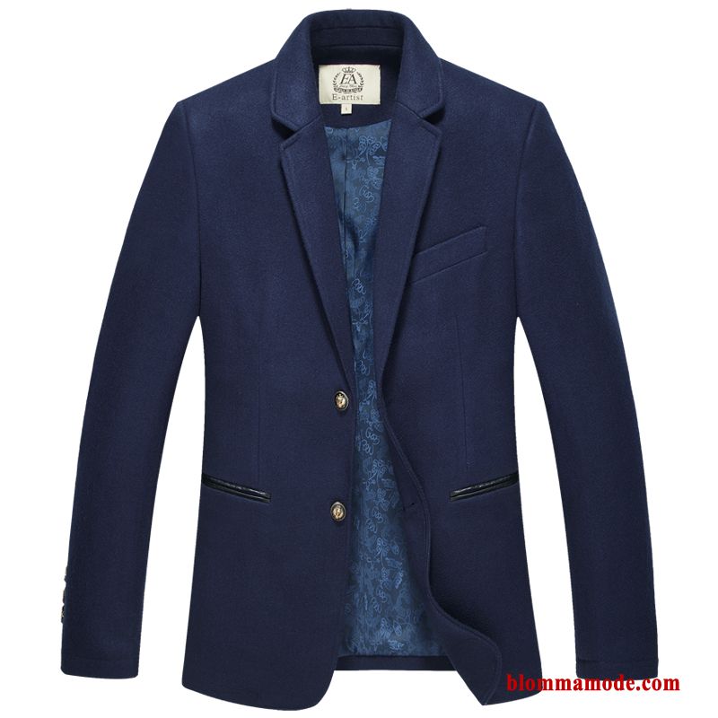 Blazer Stora Storlekar Herr Slim Fit Kappor Rockar Ull Casual Kostym Höst Brun