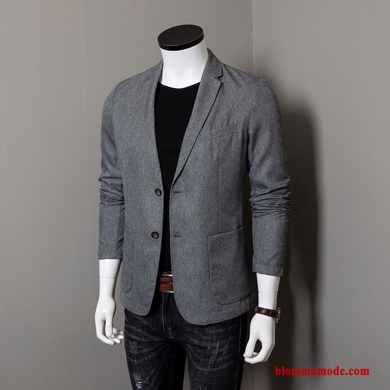 Blazer Trend Slim Fit Herr Liten Casual Business Vit Lätt Och Tunt