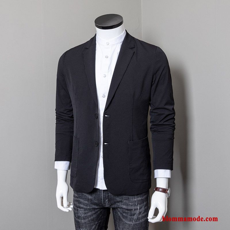 Blazer Trend Slim Fit Herr Liten Casual Business Vit Lätt Och Tunt