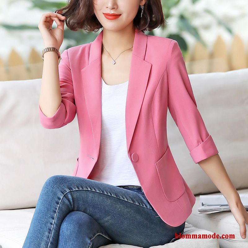 Blazer Tunn Casual Gul Kostymjacka Kort Dam Pulver