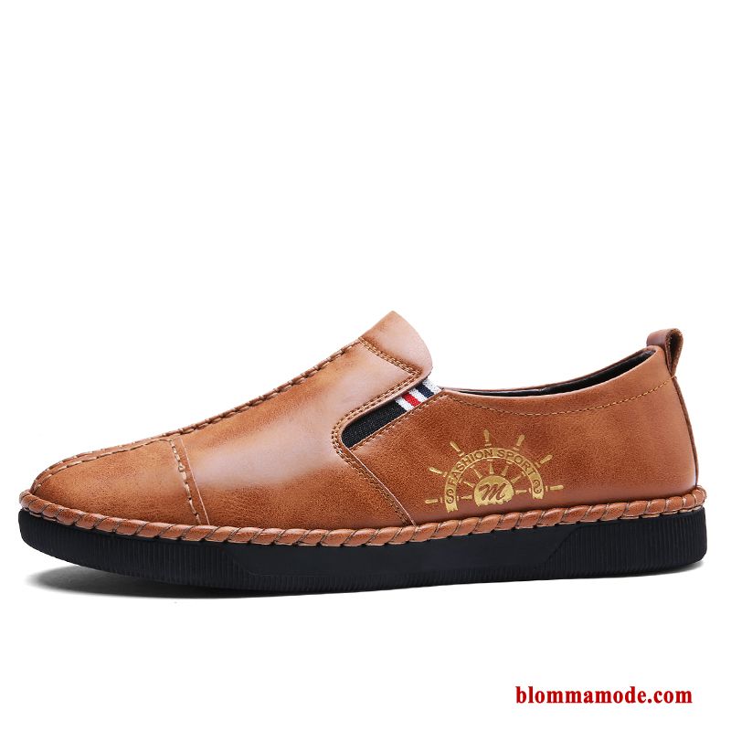 British Äkta Läder Slip On Herr Läderskor Loafers Business Köra Bil Röd