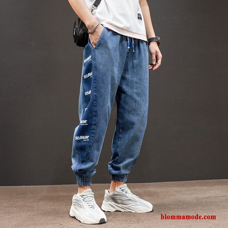 Cargo Byxor Jeans 2019 Blå Hip-hop Lösa Höst Trend Varumärke Herr