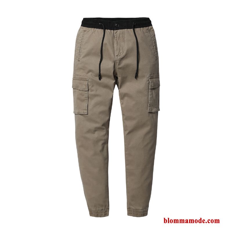 Cargo Byxor Ny Cargo Snäv Höst Kaki Herr Slim Fit Casual Byxor