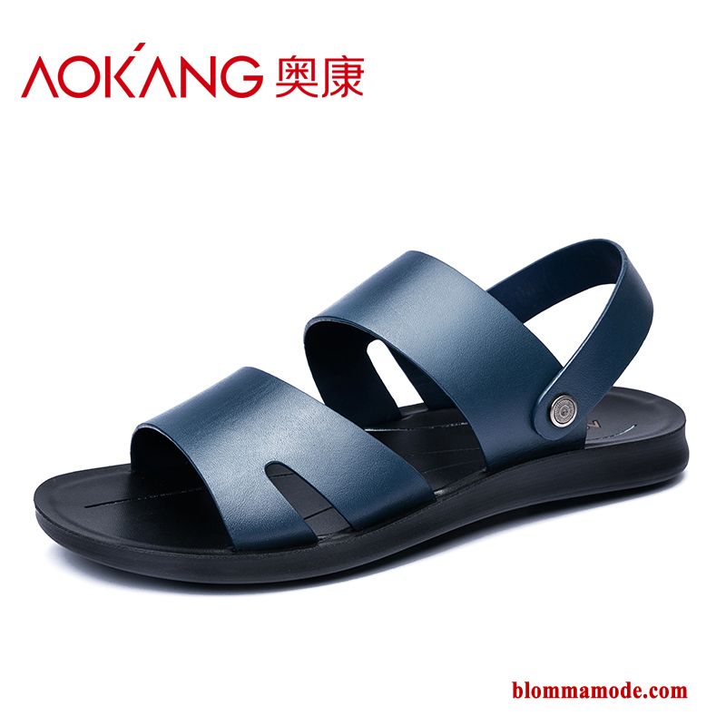 Casual Äkta Läder Herr Sommar Sandaler 2018 Trend Stranden Orange