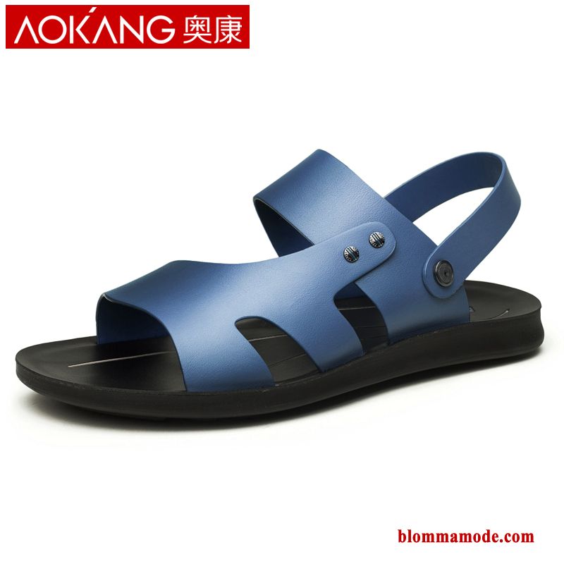 Casual Äkta Läder Herr Sommar Sandaler 2018 Trend Stranden Orange