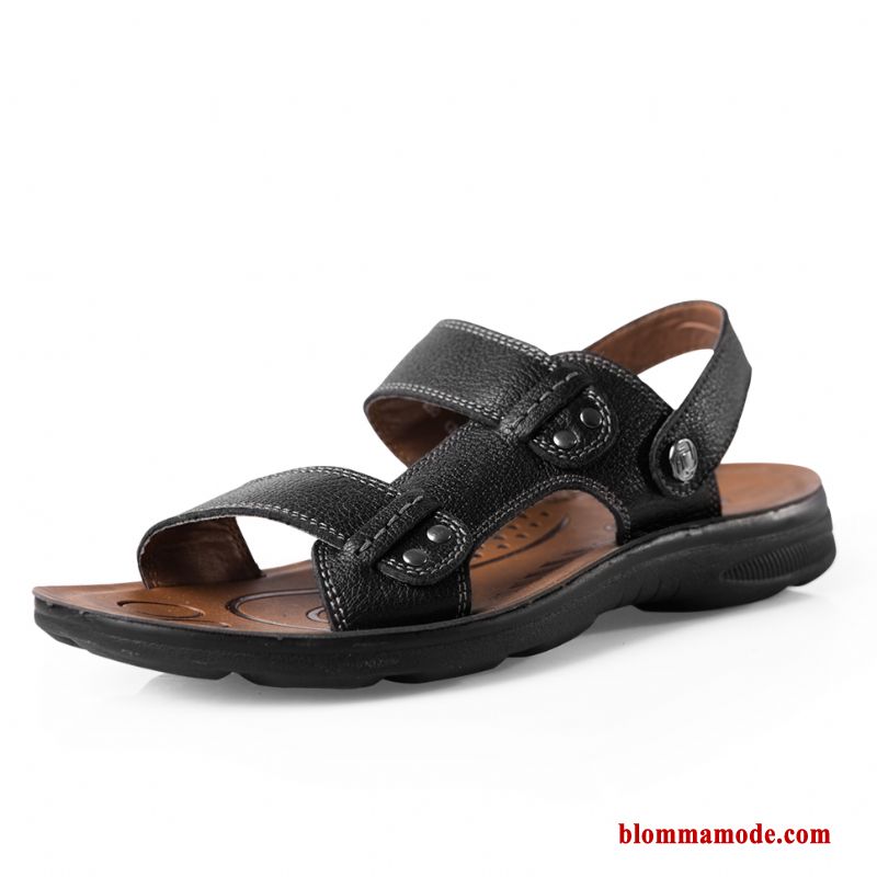 Casual Äkta Läder Herr Sommar Sandaler 2018 Trend Stranden Orange