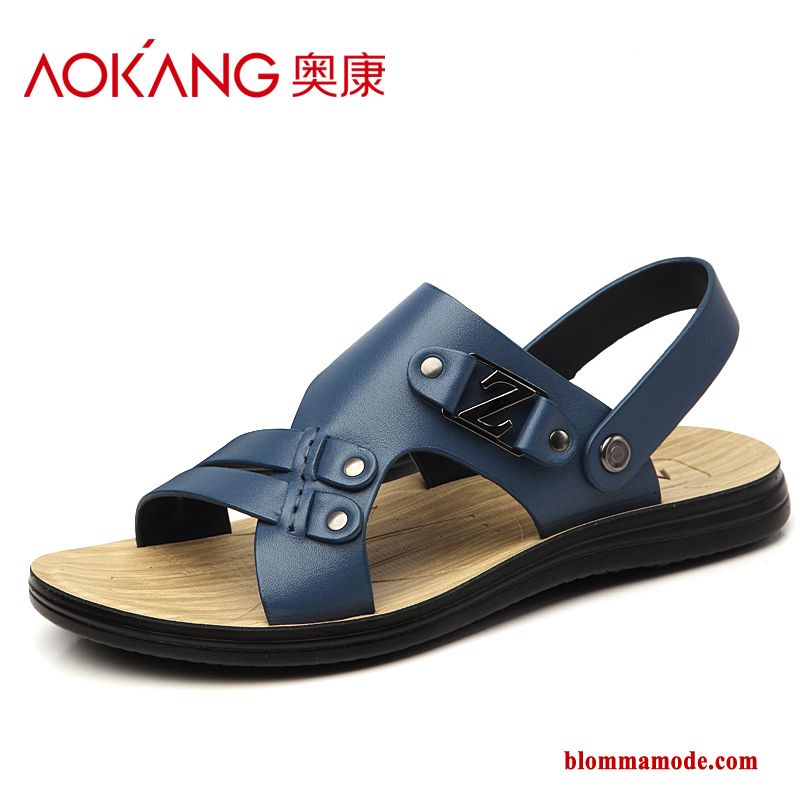 Casual Äkta Läder Herr Sommar Sandaler 2018 Trend Stranden Orange