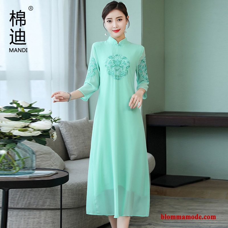 Cheongsam Varje Dag Vår Dam Elegant Klänning Röd Kinesisk Stil