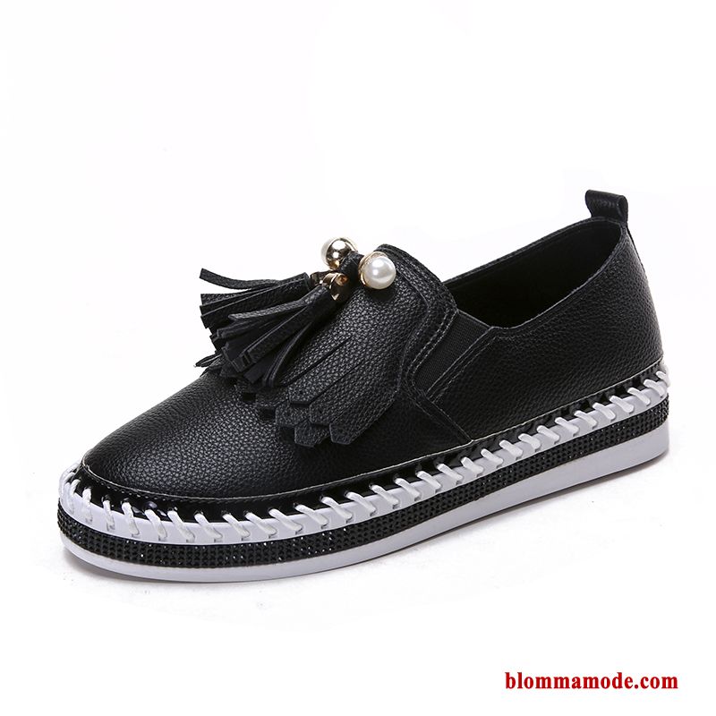 Dam Loafers Loafer Herr Student Casual Platta Skor Med Tjocka Sulor Vår Slip On Vit