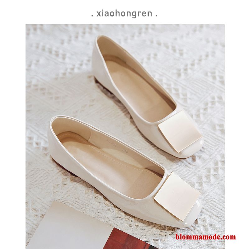 Dam Loafers Mjuka Låga Skor Slip On Fyrkantigt Huvud Allt Matchar Sommar Herr Platta Skor Röd Beige