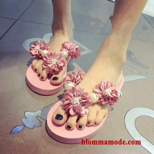 Dam Mode Skor Fri Frakt Sandaler Blommor Tofflor Sommar Flip Flops Gul