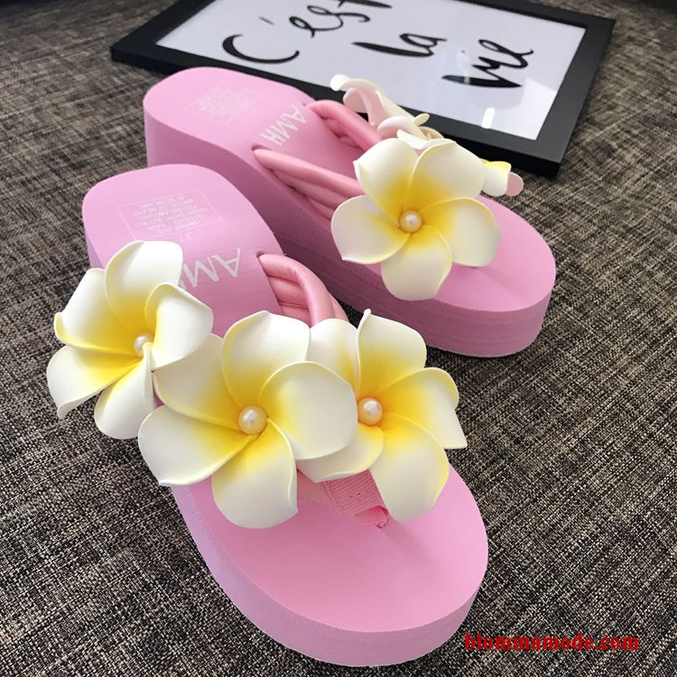 Dam Mode Skor Fri Frakt Sandaler Blommor Tofflor Sommar Flip Flops Gul