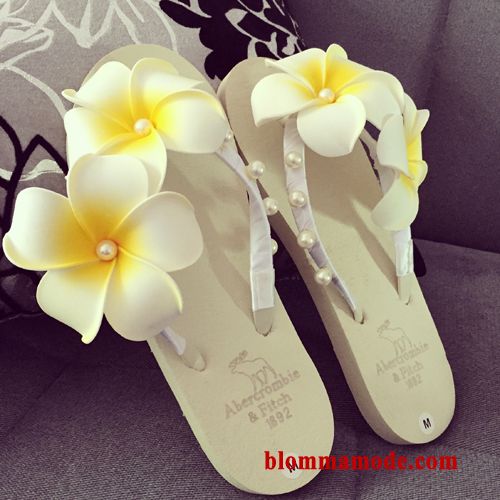 Dam Mode Skor Fri Frakt Sandaler Blommor Tofflor Sommar Flip Flops Gul