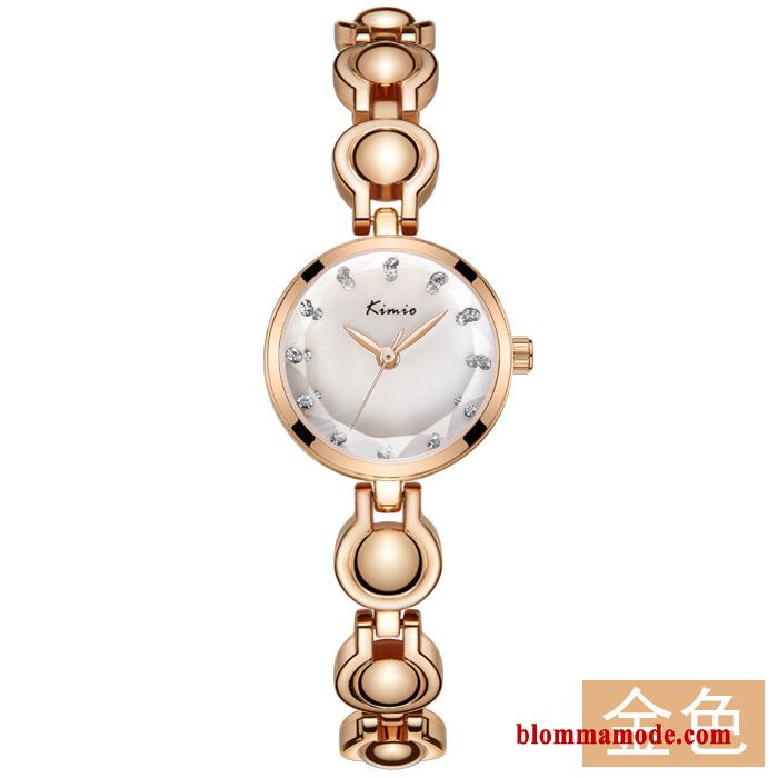 Dam Ny Kvartsur Mode Armbandsur Liten Kyla Strass Student Blå Guld Beige