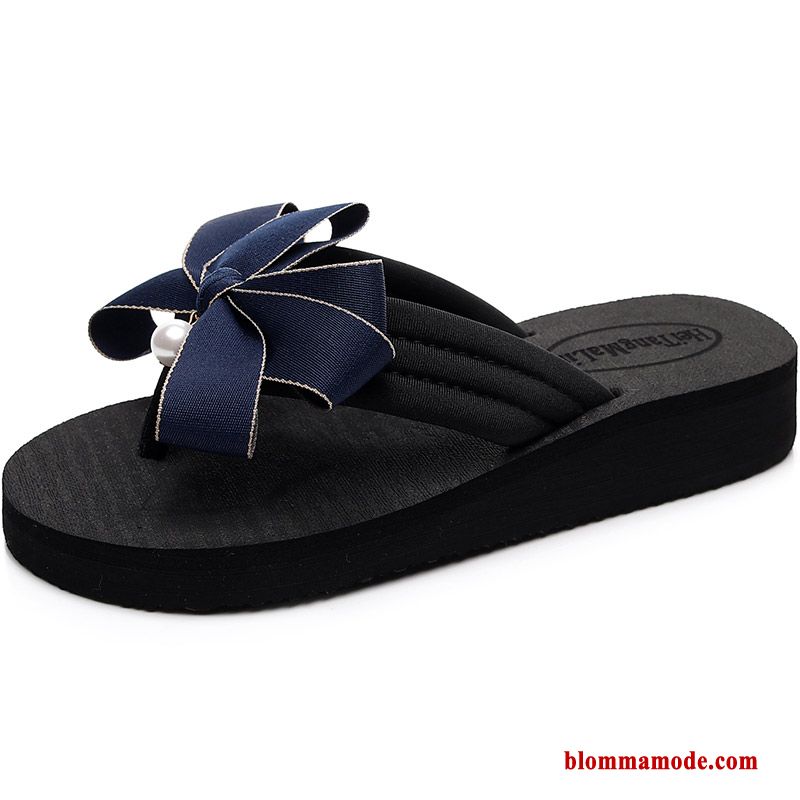 Dam Tofflor Enkel Flip Flops Sommar Stranden Mode Herr Blommor Blå