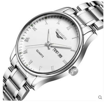 Enkel Armbandsur Herr Dubbel Kalender Trend Casual Ljust Vattentät Vit Silver