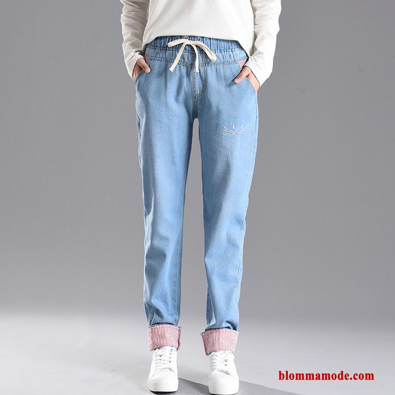 Fjädrande Ljusblå Vår Dam Byxor Flicka Student Jeans