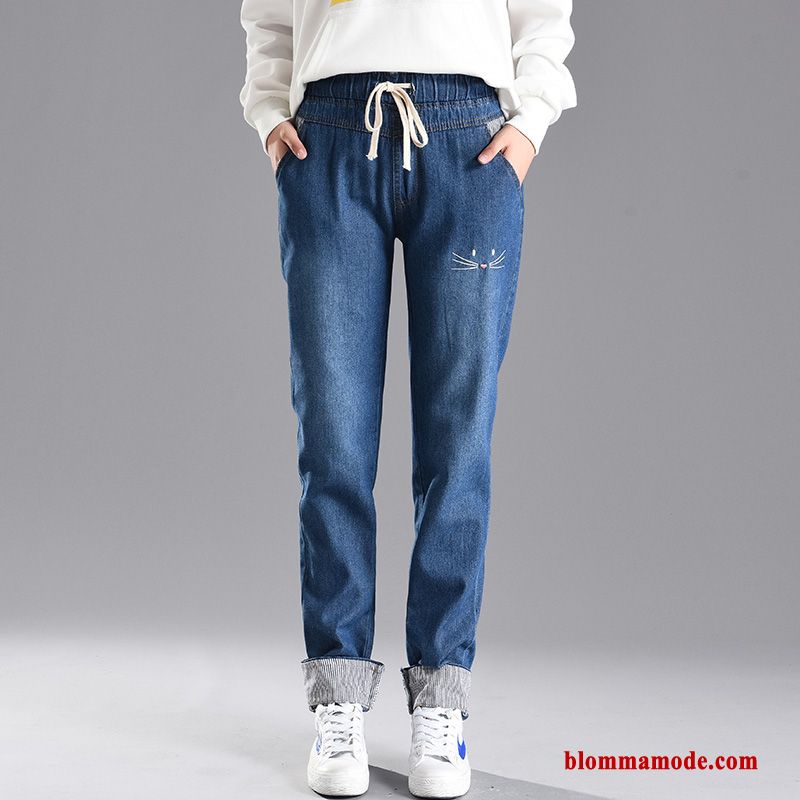Fjädrande Ljusblå Vår Dam Byxor Flicka Student Jeans