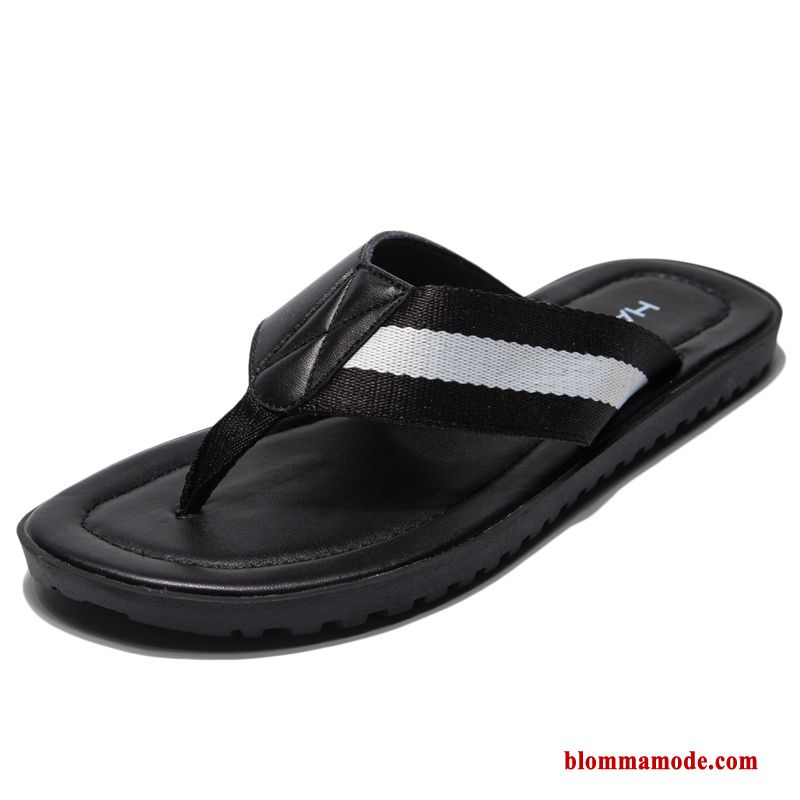 Flip Flops Stranden Äkta Läder Sommar Ytterkläder Tofflor 2018 Herr Vit