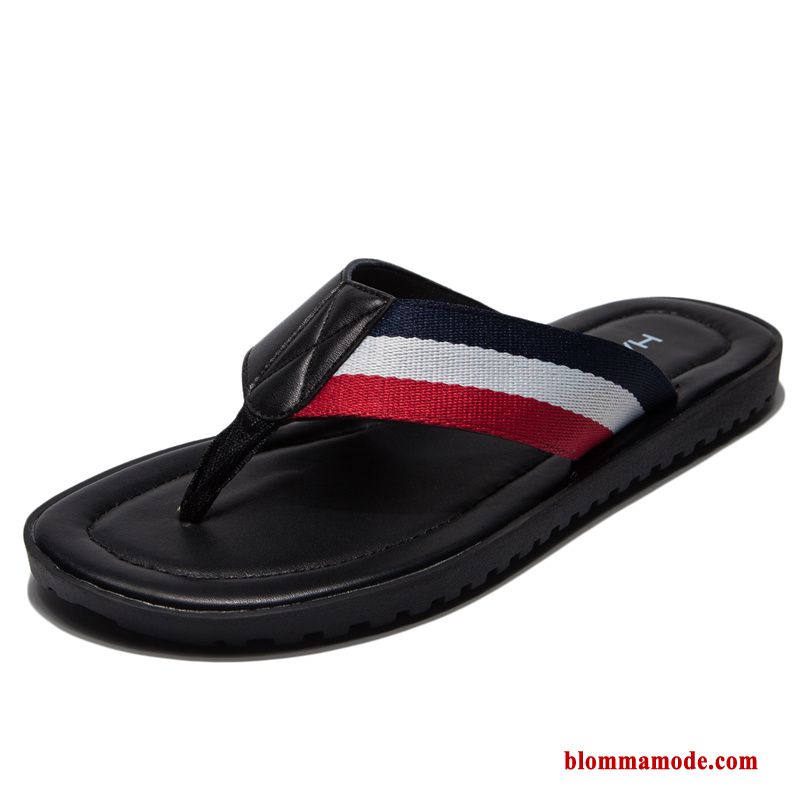 Flip Flops Stranden Äkta Läder Sommar Ytterkläder Tofflor 2018 Herr Vit