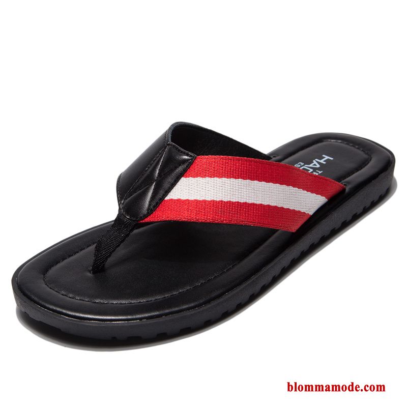 Flip Flops Stranden Äkta Läder Sommar Ytterkläder Tofflor 2018 Herr Vit