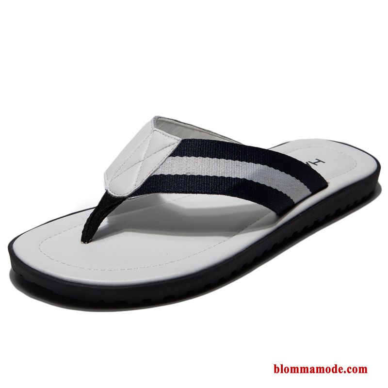 Flip Flops Stranden Äkta Läder Sommar Ytterkläder Tofflor 2018 Herr Vit