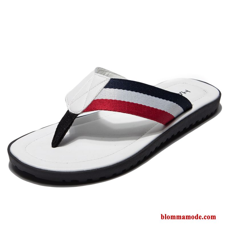 Flip Flops Stranden Äkta Läder Sommar Ytterkläder Tofflor 2018 Herr Vit