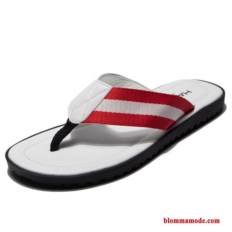 Flip Flops Stranden Äkta Läder Sommar Ytterkläder Tofflor 2018 Herr Vit