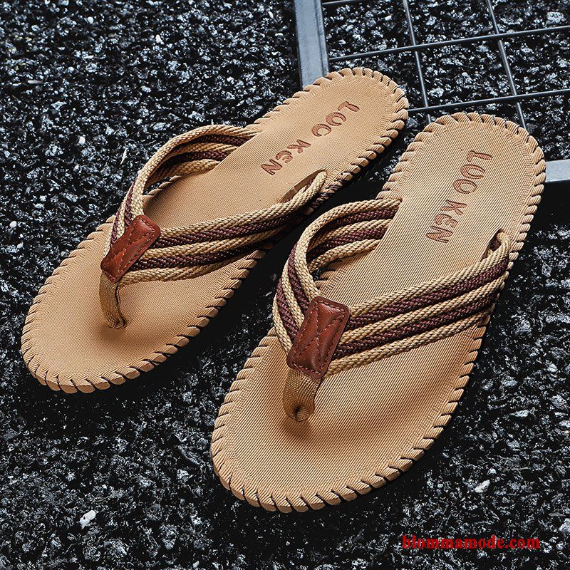 Glidskydds Boutique Herr Ytterkläder Flip Flops Stickade Sommar Tofflor Röd