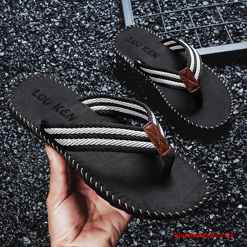 Glidskydds Boutique Herr Ytterkläder Flip Flops Stickade Sommar Tofflor Röd