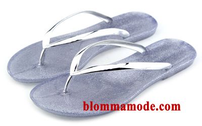 Glidskydds Platta Casual Sommar Stranden Tofflor Glas Flip Flops Dam Svart