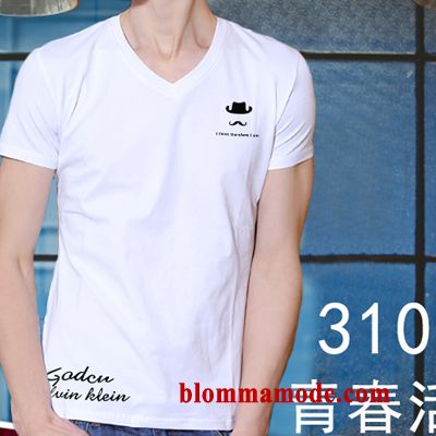 Halv Ärm T-shirt Enkel Herr Slim Fit Sommar Hals V Kortärmad